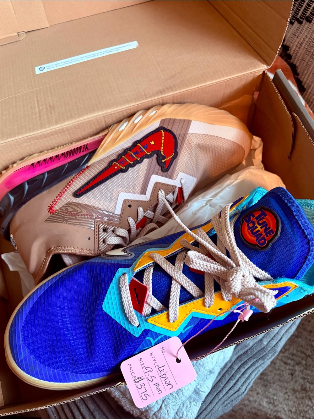 Tune Squad Men's Basketball Sneakers — Blue & Tan